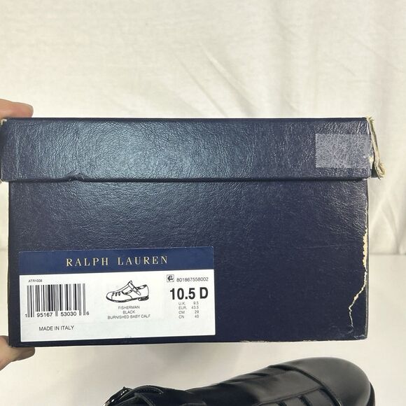 Ralph Lauren Purple Label Fisherman Burnished Sandal Black Calfskin Men sz 10.5 main image 10
